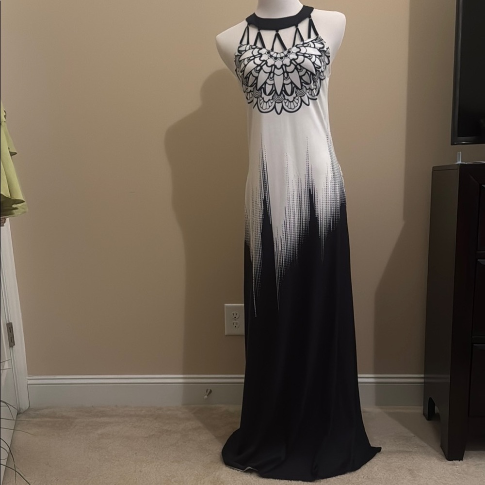 Elegant Black and White Maxi Dress
